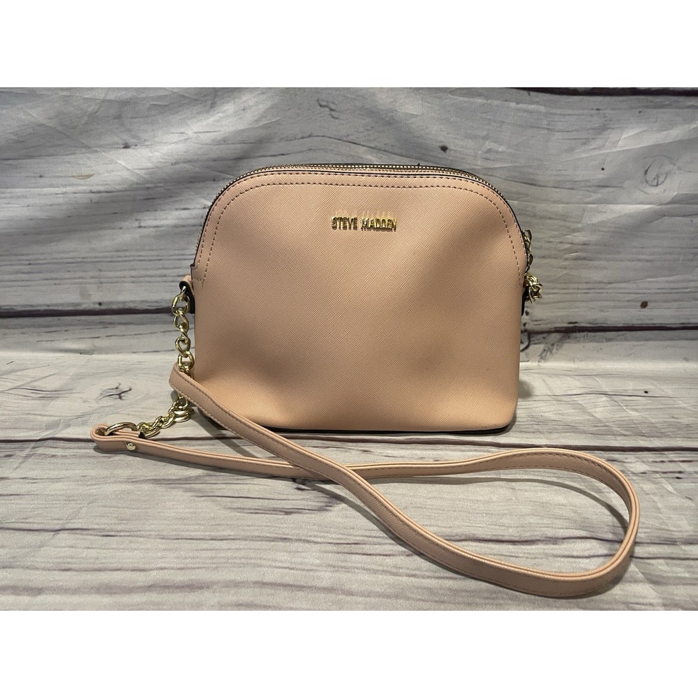 Steve Madden Blush Pink Dome Crossbody Purse With Partial Gold Chain Strap